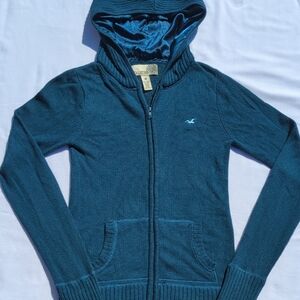 Hollister Teal Hooded Sweater